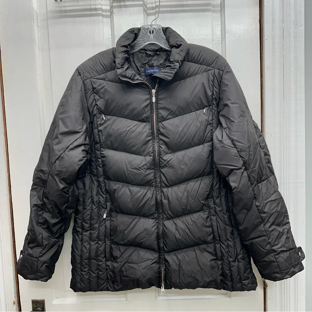 Lands' End goose down filled puffer winter coat‎ women's 1x 16W 18W brown black